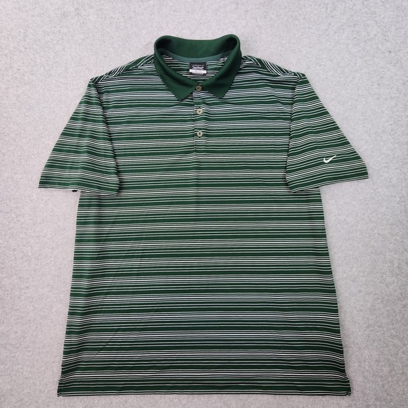 Nike Golf Dri-Fit Polo Mens Size XL Green White Striped Performance Shirt - Picture 2 of 13